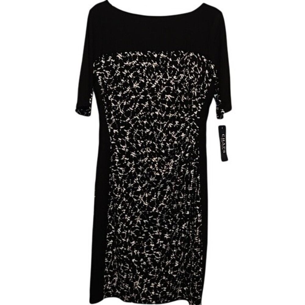 Chaps Abstract Sheath Dress Large New Party Business Office Lined Stretch